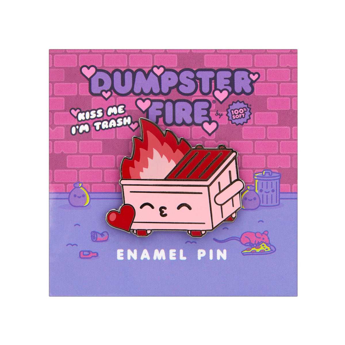 Dumpster Fire - Kiss Me, I&#39;m Trash Enamel Pin