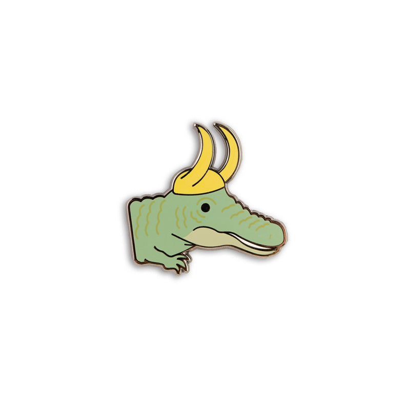 Marvel Studios Loki enamel emoji pin of alligator Loki attacked to its card backing
