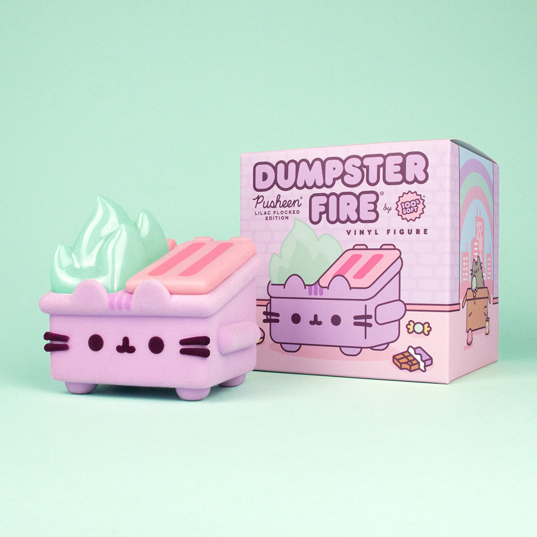 Pusheen Dumpster Fire Vinyl Figure - Lilac Flocked Edition