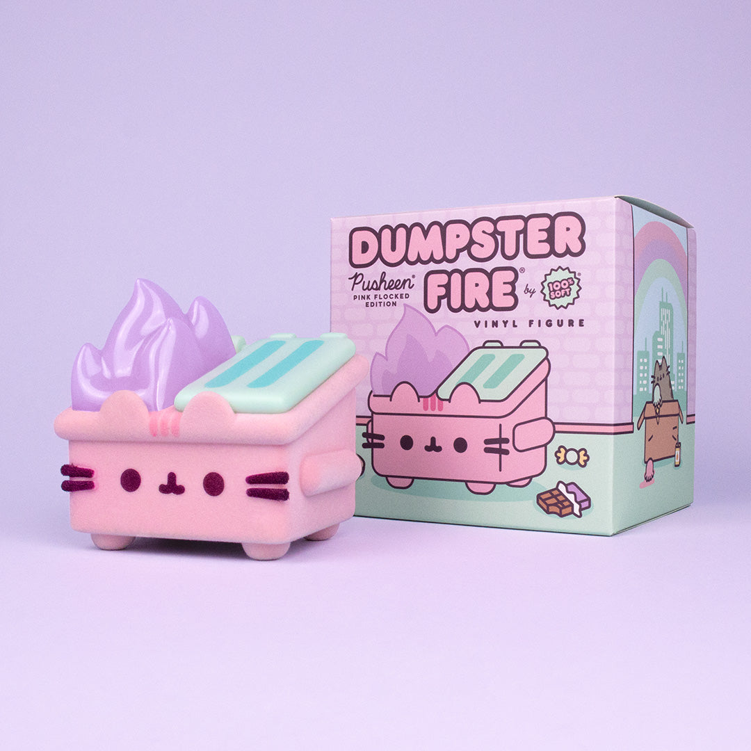 Pusheen Dumpster Fire Vinyl Figure - Pink Flocked Edition