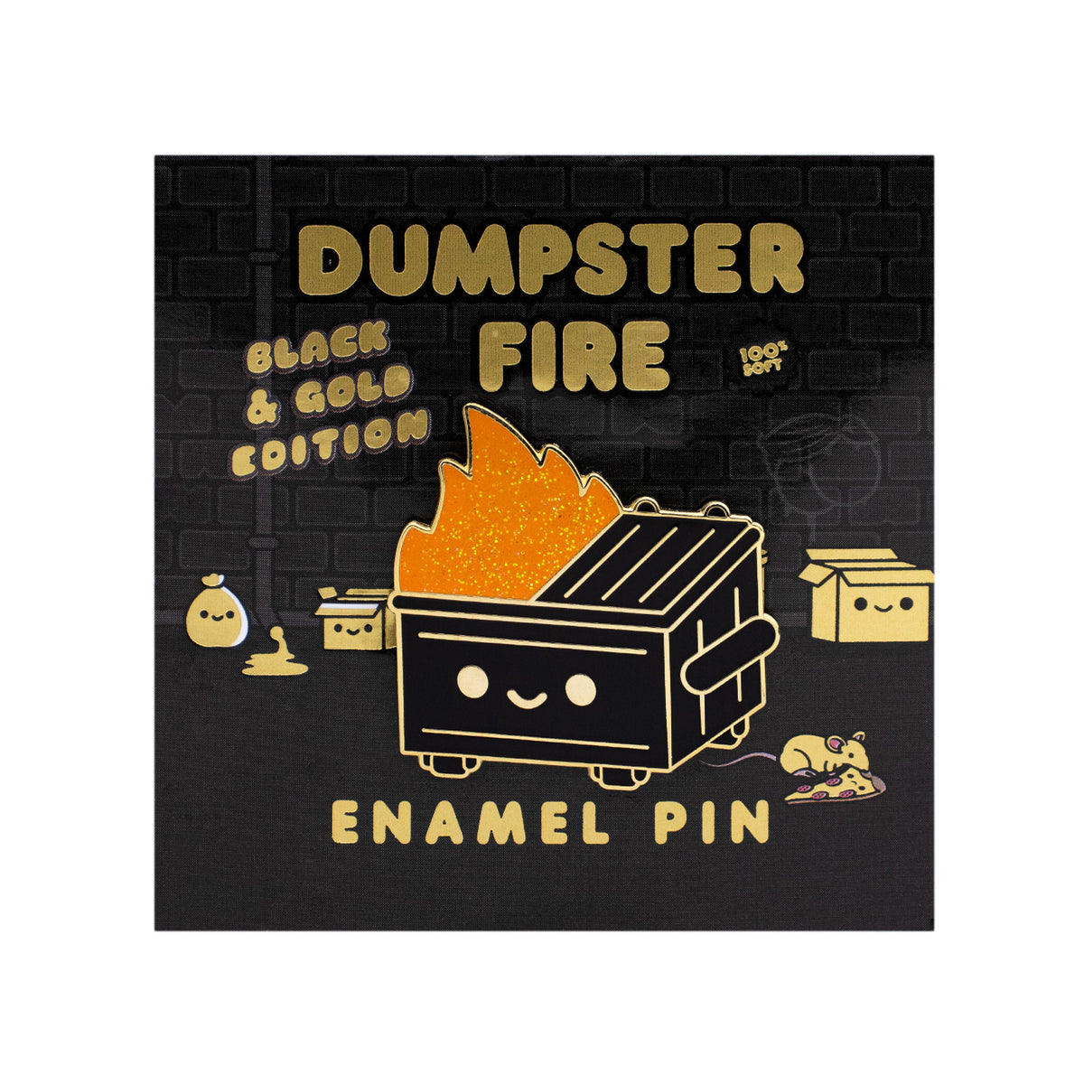 Dumpster Fire - Black &amp; Gold Enamel Pin