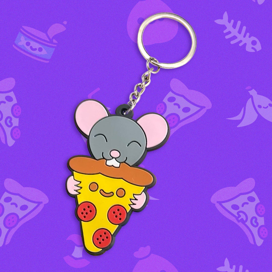 Pizza Rat PVC Keychain