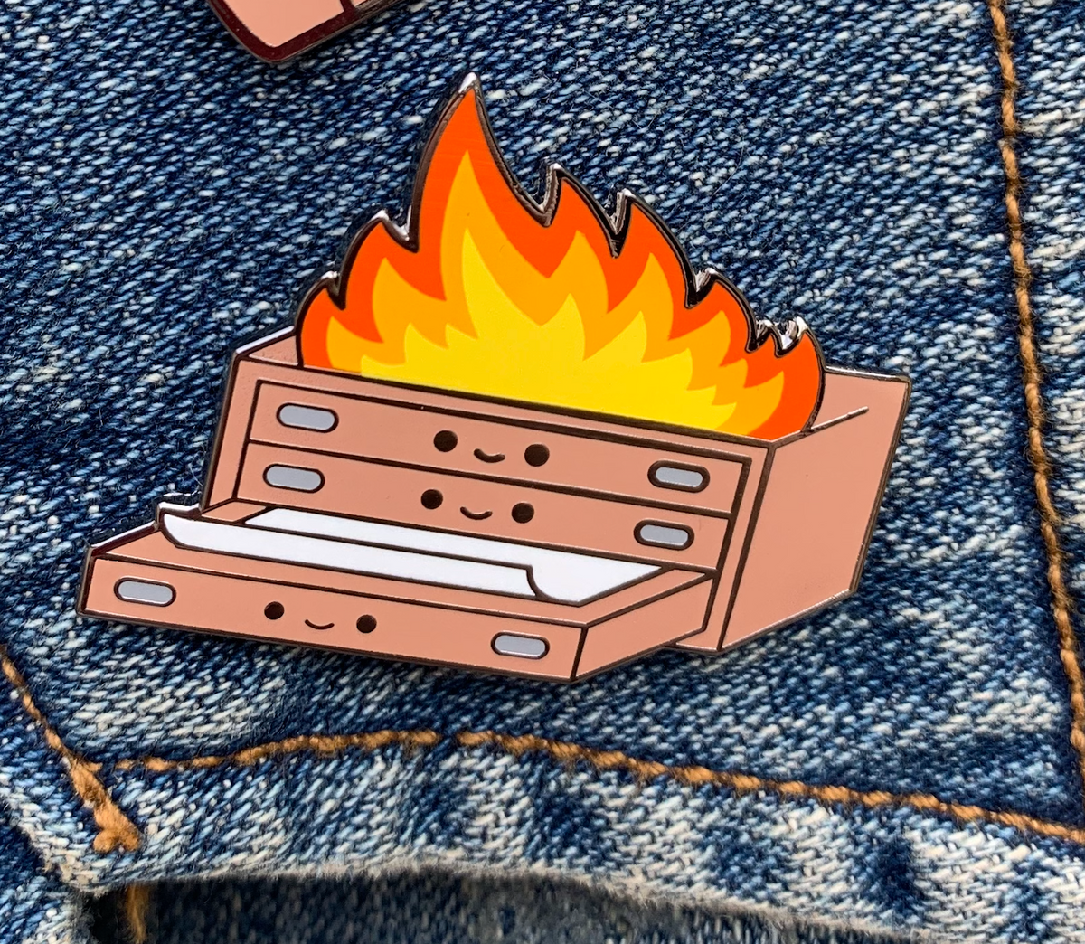 Flat File Fire Enamel Pin