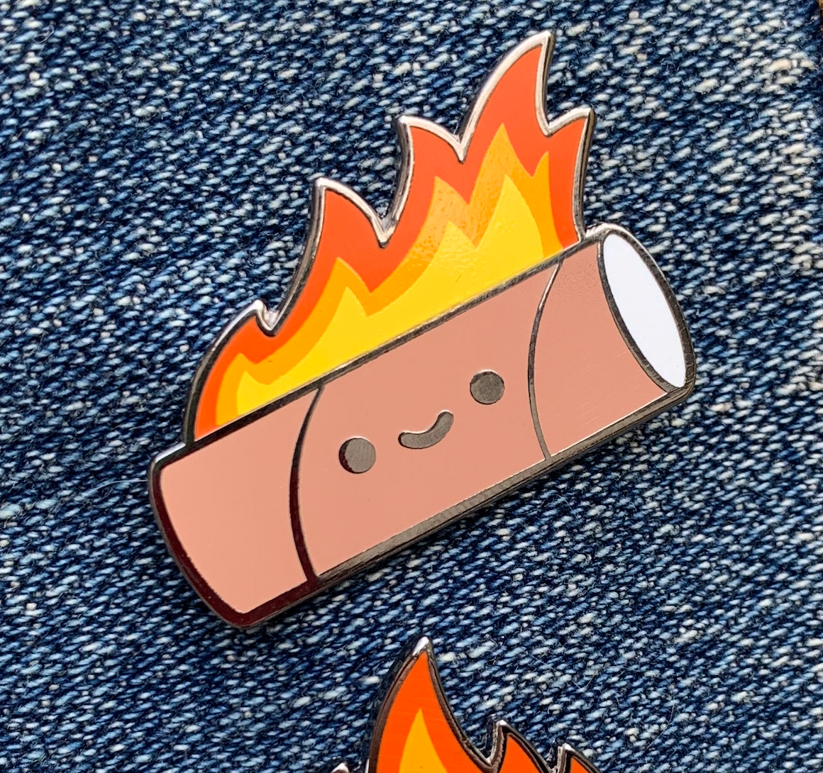 Flaming Poster Tube Enamel Pin