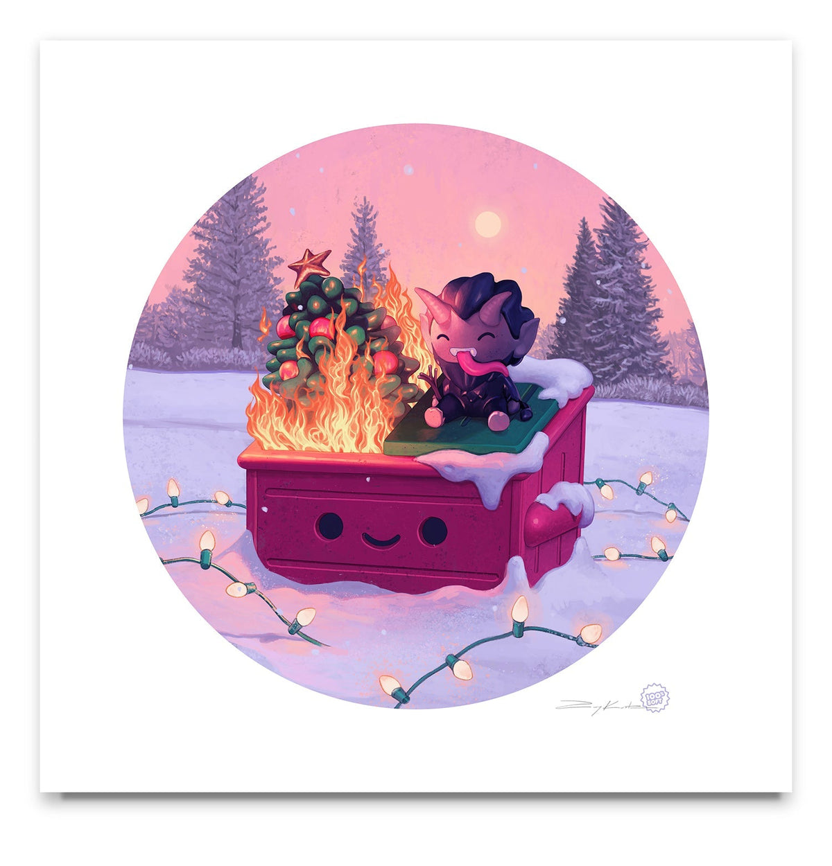 Dumpster Fire Merry Krampus Art Print