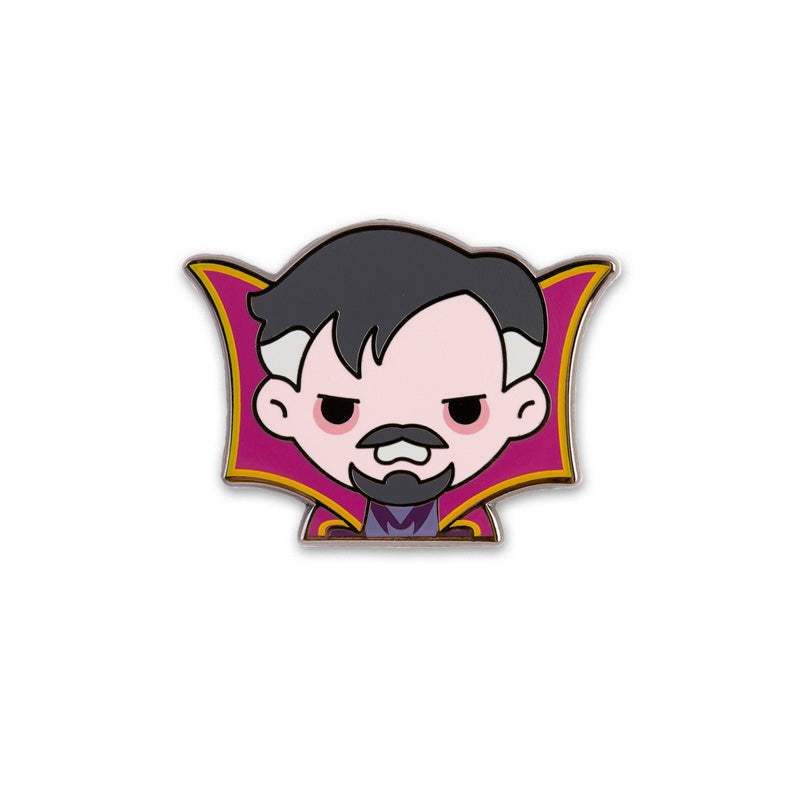 Doctor Strange Supreme Enamel Pin on its card backing. 