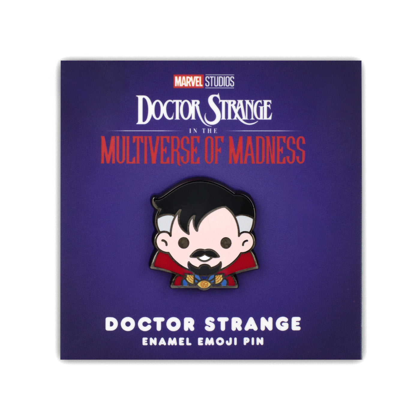 Doctor Strange Enamel Pin pictured on its card backing. 