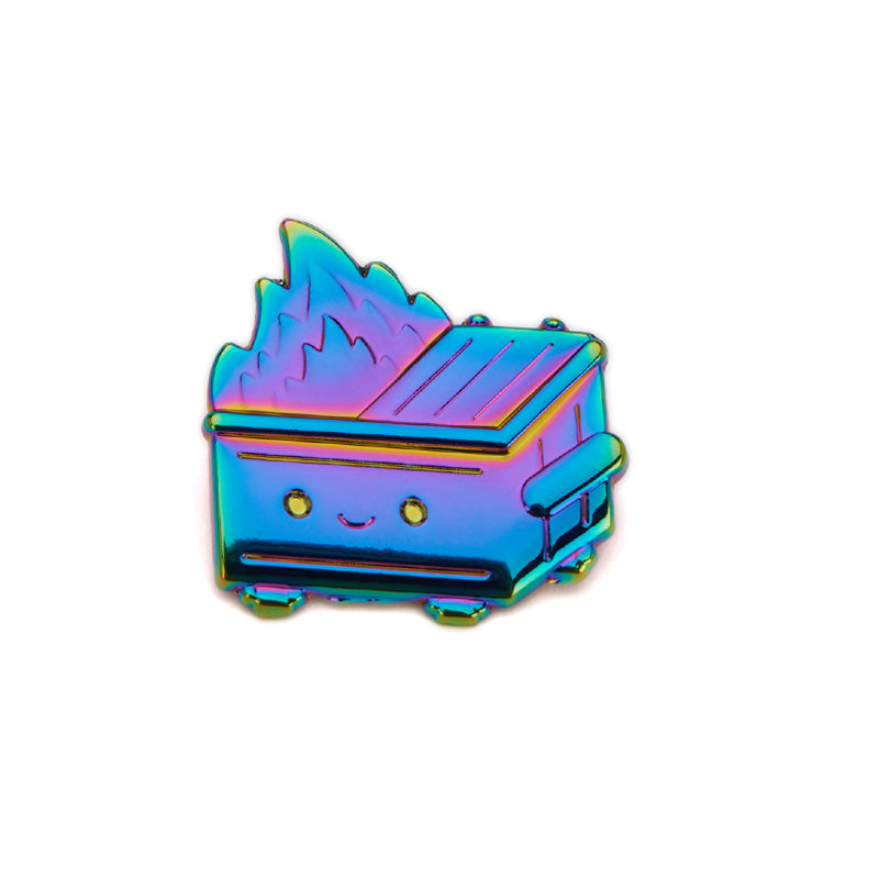 Dumpster Fire - Rainbow Chrome Trash Enamel Pin