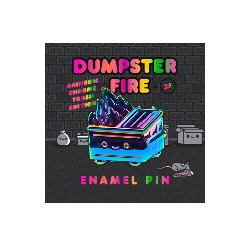 Dumpster Fire - Rainbow Chrome Trash Enamel Pin