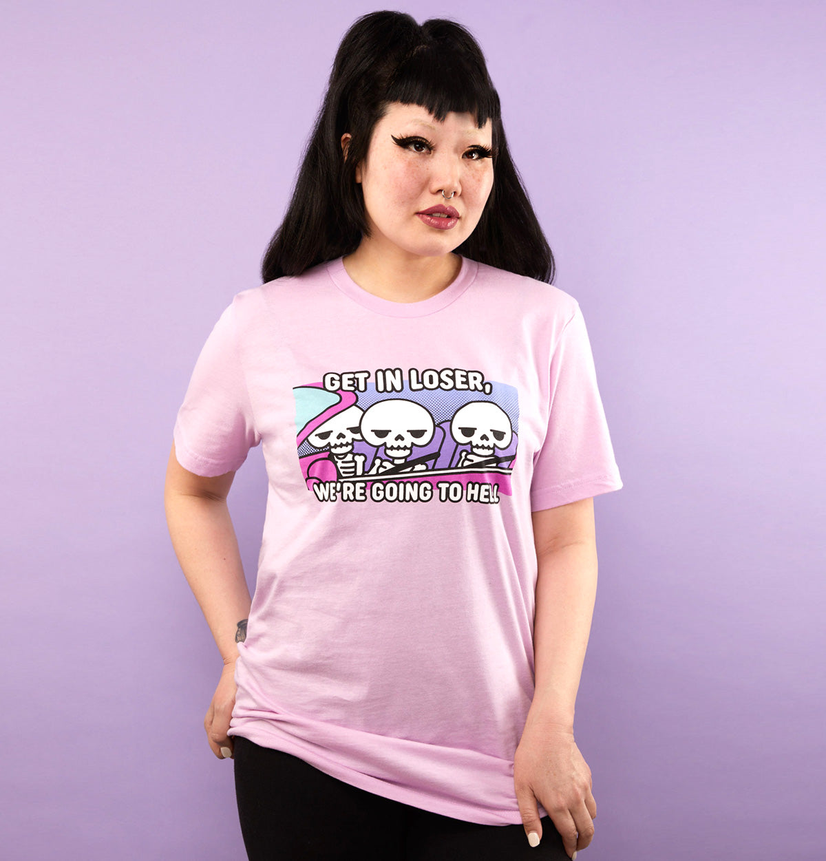Get In Loser, We&#39;re Going to Hell - Lilac Unisex Tee - Limited Edition