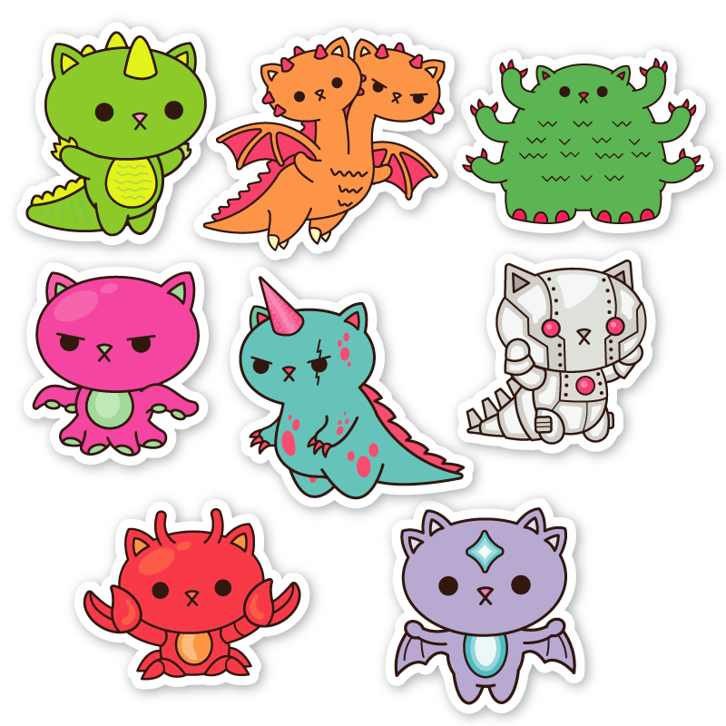 Kaiju Kitties Sticker Pack